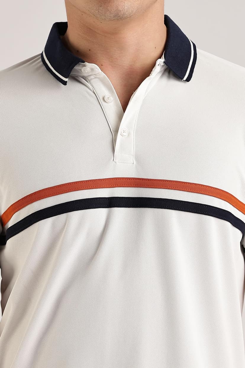 Polyester White Striped Polo view 10