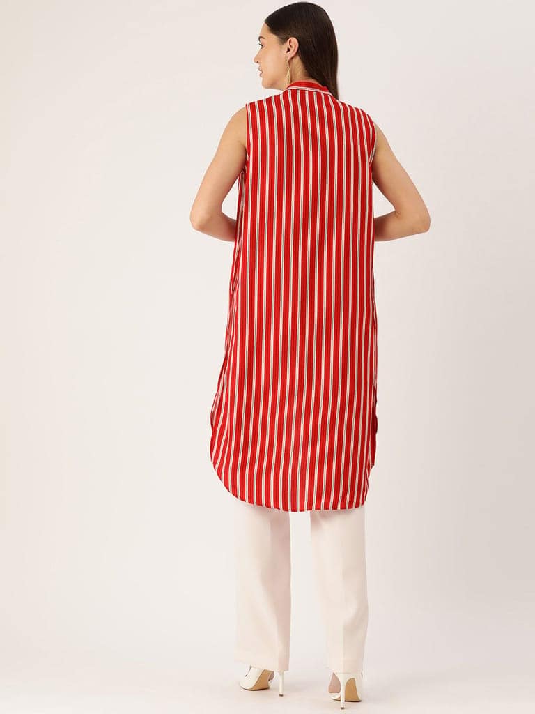 Women Striped Open Front Longline Shrug view 2