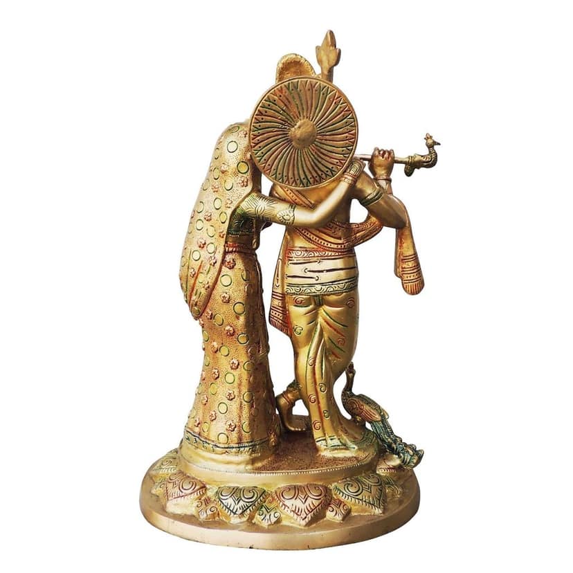 Brass Radha Krishna God Idol - Handcrafted Religious Decor, Height : 17 Inch (BSMAS399 A) view 3