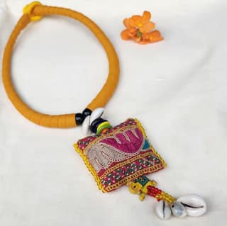 Handmade elephant pendant with gota patti work
