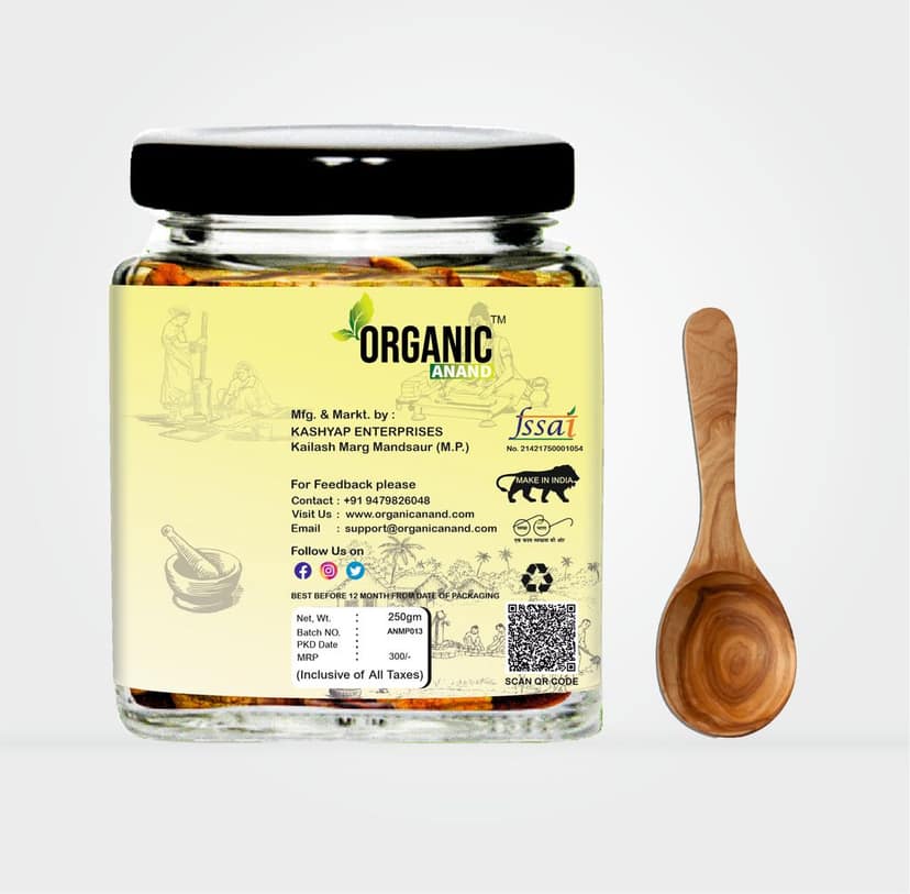 Organic Anand Homemade Ginger Lemon Green Chilli Mix Pickles 250gram Khatta Mix Ghar ka Achaar with Neemwood Spoon Flavourful, Delicious, Traditional Taste view 3