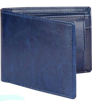 HRFSTAR 100% Leather Solid Men's Regular Wallet With 5 Slots For Card ( Blue , Pack of 1 )
