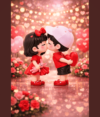 Exopick Cute Sitting Couple With attractive expressions Showpiece | Cartoon Boy & Girl Mini Figurine | Romantic Couple Home Decor Gift