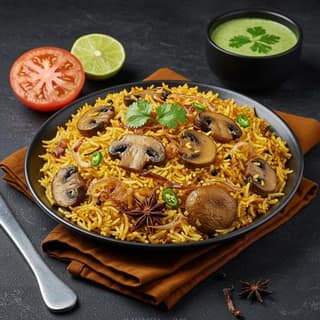 Mushroom biryani
