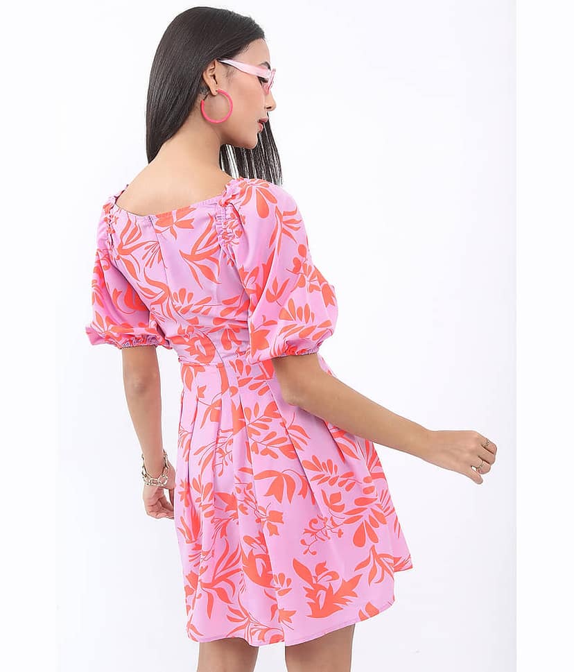 Ketch Women Polyester Printed A-line Dress ( Purple ) view 4
