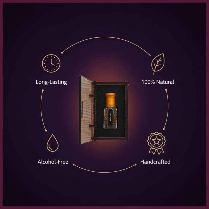 alnaqi fragrances Elixir Attar Perfume Oil Unisex | Alcohol-Free Arabian Attar with Warm Oriental, Sweet & Woody Notes | Long-Lasting Roll-On Concentrated Perfume Oil view 5