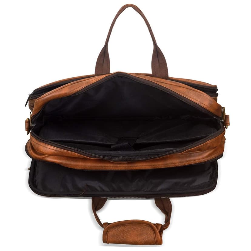 LOREM Tan Color Faux Leather 28L Laptop Messenger Bag For Men BG06 view 6