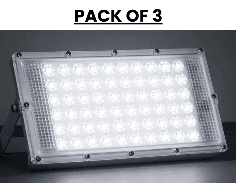 SPARKWORLD 50 Watt Outdoor Brick Flood Light Outdoor Lamp (White) | (Pack of 3) | Colour: White (Pack of 3)