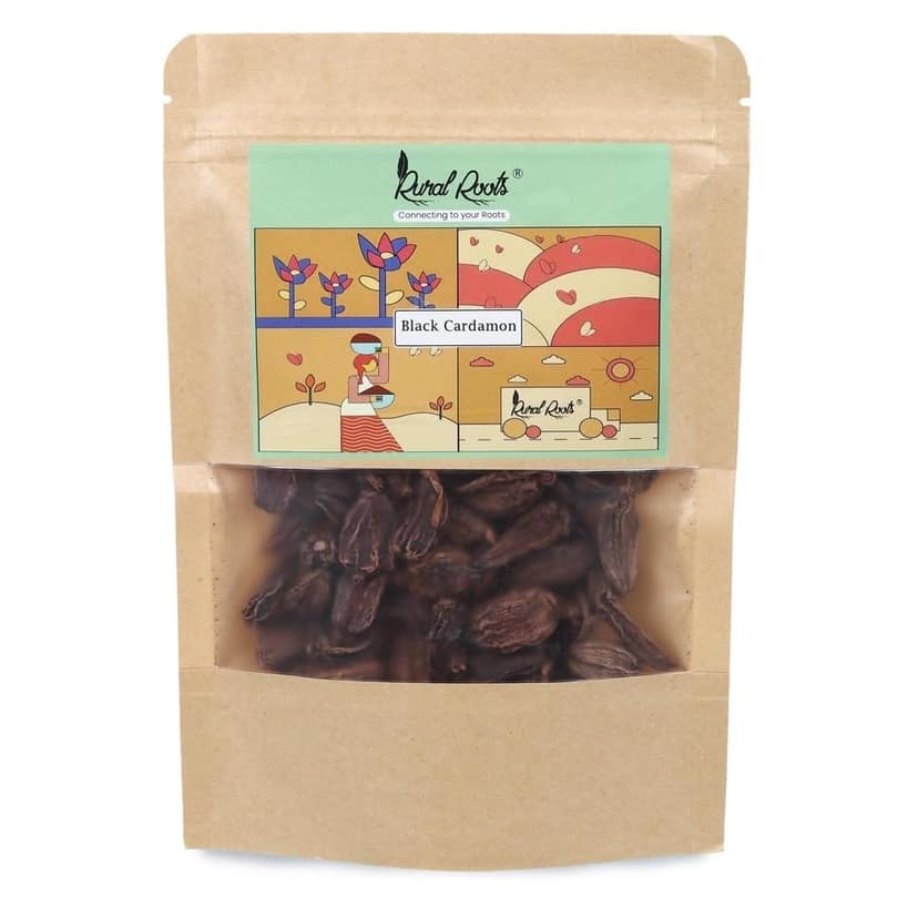 Rural Roots Black Cardamom 50g | Authentic Badi Elaichi | Smoky Flavor Spice | Handpicked Whole Pods | Natural Aromatic Masala | Fresh & Pure