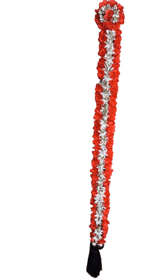 Red and White Artificial Rose Flower Garland for Women