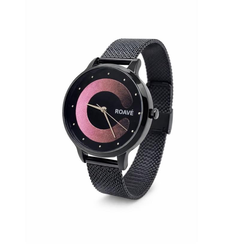 ROAVÉ Quartz Round Intermesh Stainless Steel Band Casual Analog Watch For Women With Push Button Clasp - Multicolour view 2