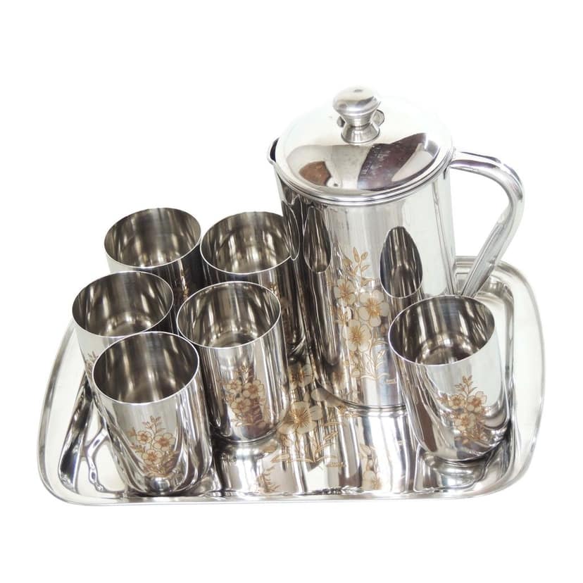 Stainless Steel Lemon Set with 6 Glasses 1 Tray & 1 Jug (SMAS083 A) view 3