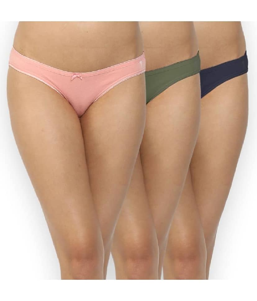 shyygl Pack of 3 Cotton Solid Women's Bikini ( Multicolor ) Women's panties