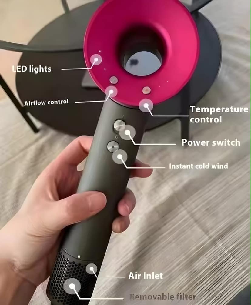 YuvaPulse Professional Ionic Hair Dryer - Ultra-Fast Drying, 200 Million Negative Ions, 110,000 RPM Brushless Motor, Lightweight & Quiet, Thermo-Control for Hair Care, 2 Versatile Attachments for Home & Travel view 3