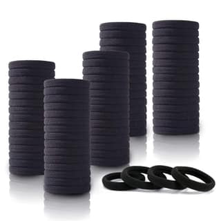 DIVERSA Seamless Thick Cotton Hair Rubber Bands, Durable Elastic Ties, Ponytail Holders, Hair Accessories for Women and Girls - (Black, Pack of 100 Pcs) DIVERSA Seamless Thick Cotton Hair Rubber Bands, Durable Elastic Ties, Ponytail Holders, Hair Accesso