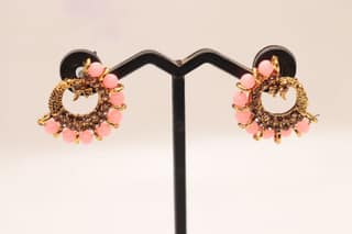"Stunning Pink Peacock Earrings with Rhinestones - Perfect for Weddings and Special Occasions"