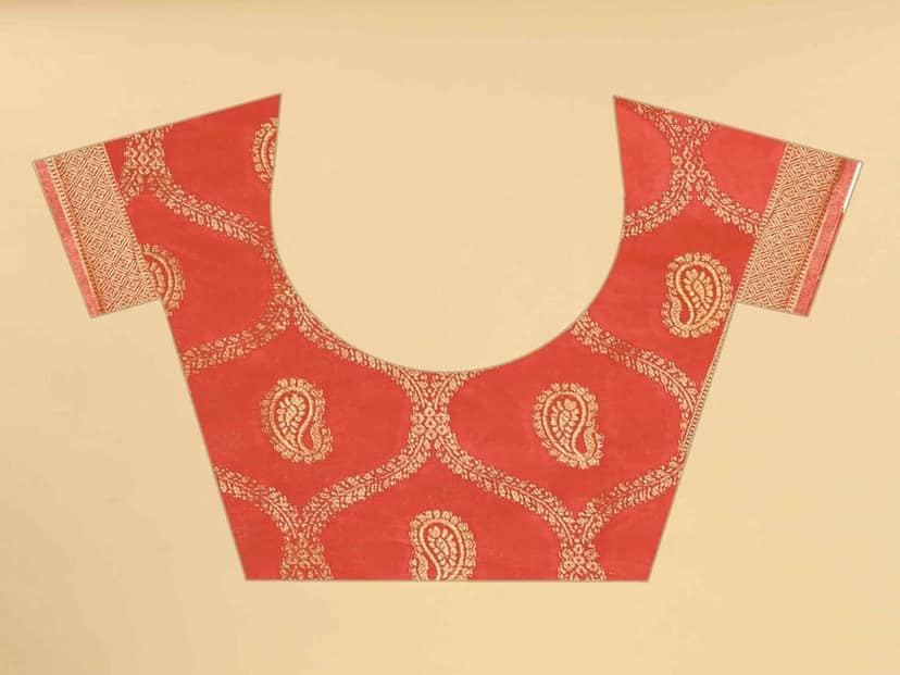 Women's Floral Cotton blend Saree With Blouse Piece view 5