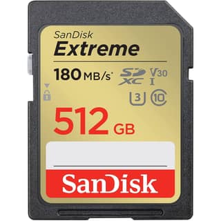 SanDisk 512GB Extreme SDXC UHS-I Memory Card - C10, U3, V30, 4K, UHD, SD Card