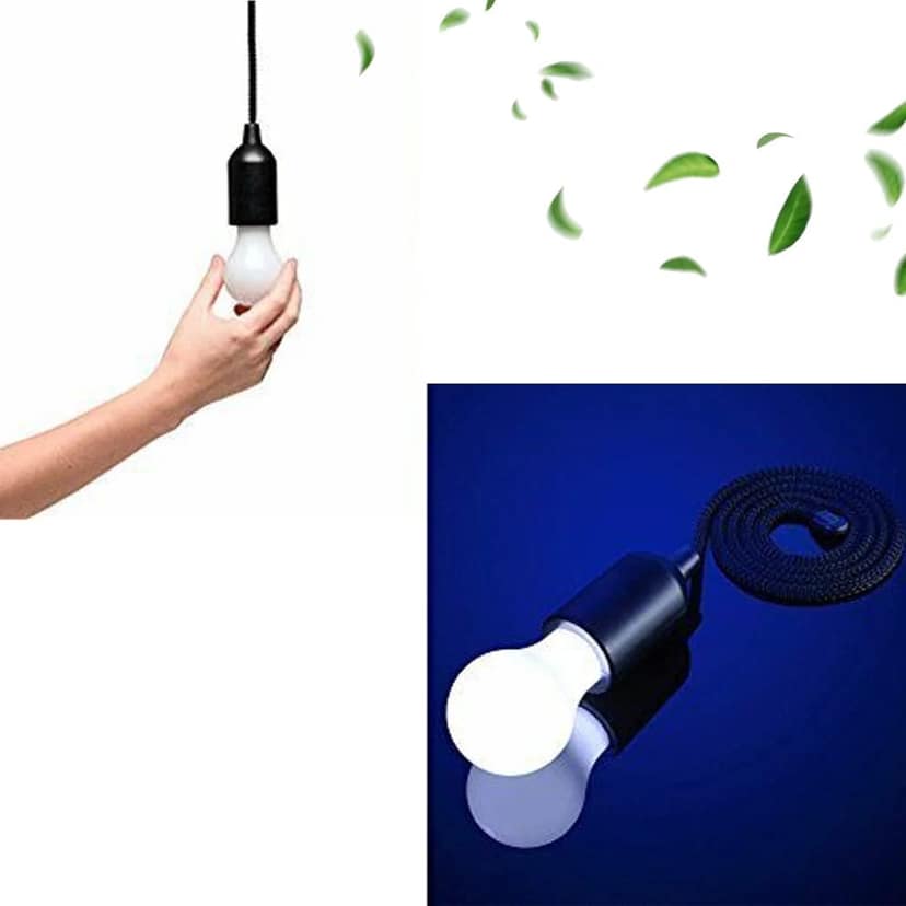 LED Pull Cord Light Hanging Black LED Bulb (3 Pc) view 2