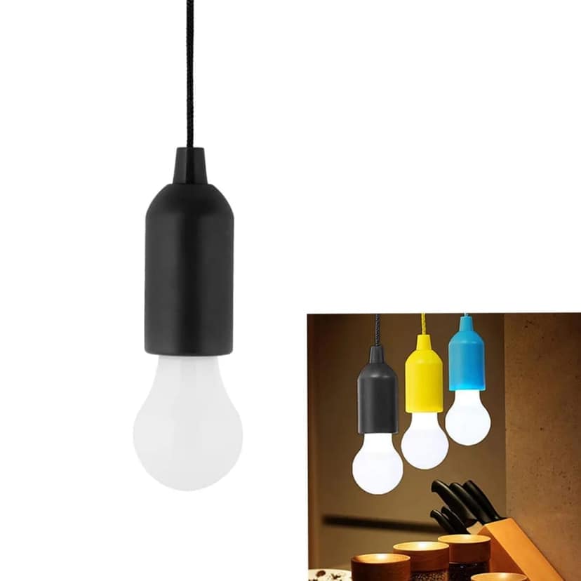 LED Pull Cord Light Hanging Black LED Bulb (3 Pc) view 4