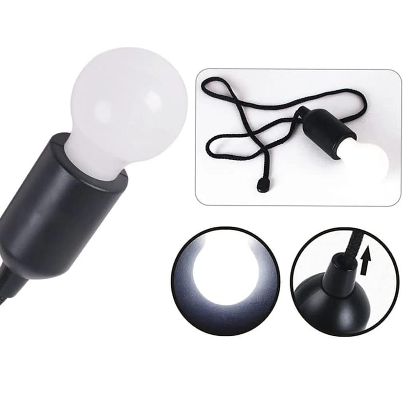 LED Pull Cord Light Hanging Black LED Bulb (3 Pc) view 6