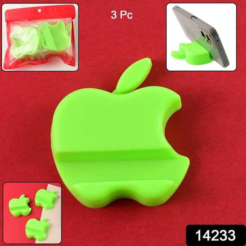 Apple-Shaped Plastic Mobile Phone Holder (3 Pc & mix color) view 2