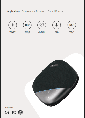 A&T AIR 200 Conference Speakerphone with AI Noise Reduction & 8 Mic Array for Boardrooms