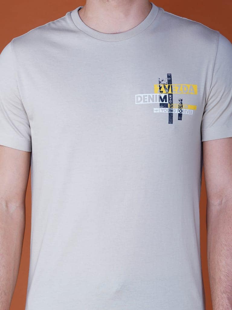 Men’s Branded Casual Wear Cotton Jersey Tee-Grey view 4