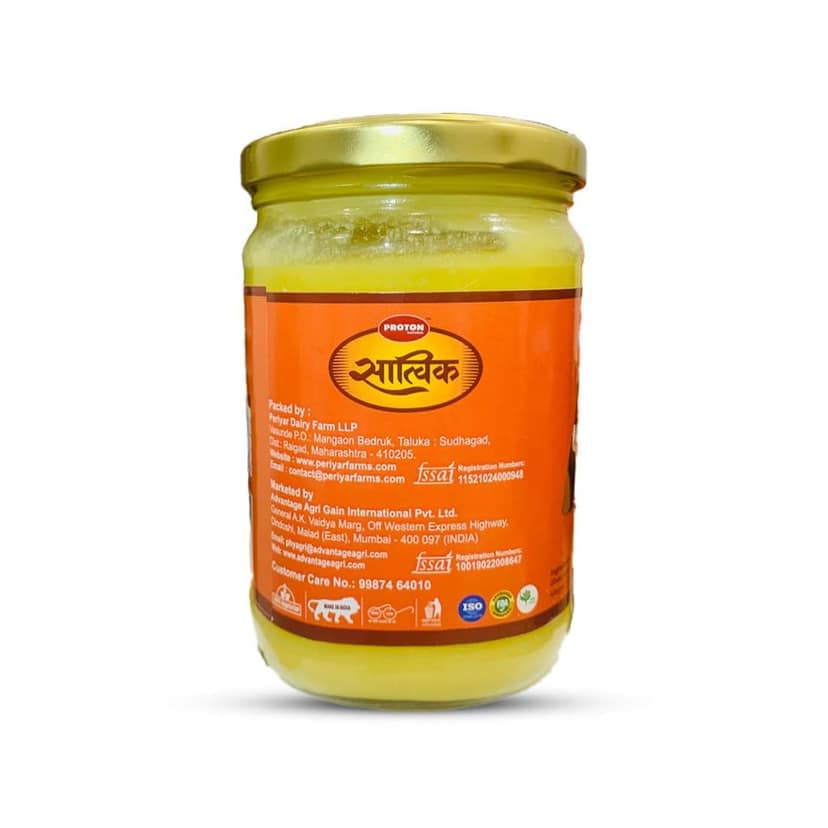 PROTON NATURAL SATVIK Pure Desi Cow Ghee A2 Bilona Method | Traditional Bilona Method | Cultured | Immunity Booster| Natural | Healthy | Fresh |Lactose and gluten free (500 ML) view 4