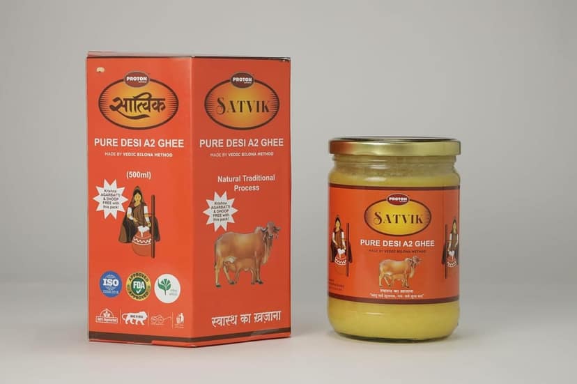 PROTON NATURAL SATVIK Pure Desi Cow Ghee A2 Bilona Method | Traditional Bilona Method | Cultured | Immunity Booster| Natural | Healthy | Fresh |Lactose and gluten free (500 ML) view 5