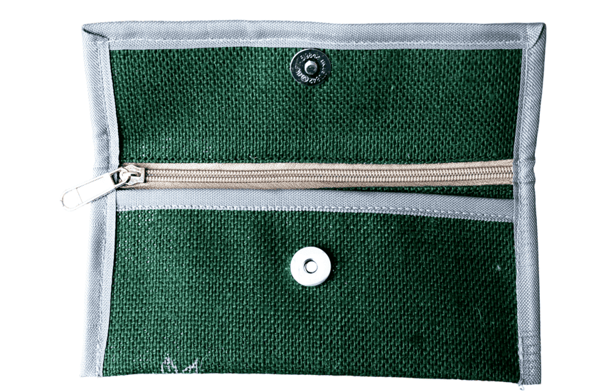Green Jute Wallet with Floral Print view 3