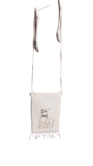 Handcrafted Off-White Sling Bag with Traditional Embroidery - Stylish Mobile & Coin Pouch