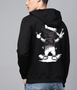 SCOTT FINCHER Men's Black Graphic Hoodie - Streetwear Hip Hop Casual Pullover Sweatshirt with Cartoon Character : AA(RSHOD)BLACK_34