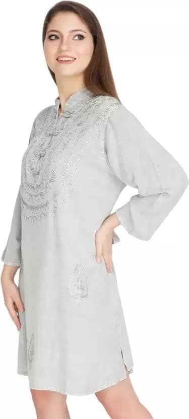 Women's Plus Size Tunic Tops Summer Long Sleeve Round Neck Blouses-Dress Ruffle Flowy Up T Shirts view 2