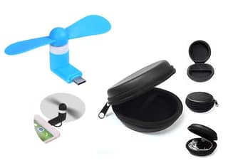 Type-C Mini Fan 2-Blade Fan High Speed USB Fan, Mobile Cooler, Mini fan Support with All Android & Type-C Smatphones & Black Colour Round shape Handsfree Pouch Free (Multi-colour)