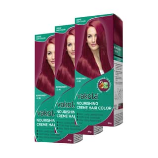 Vakola Hair Color Cream 100ml - Burgundy | Long Lasting Grey Coverage | With Almond Oil & Aloe Vera | Nourishing Permanent Hair Dye