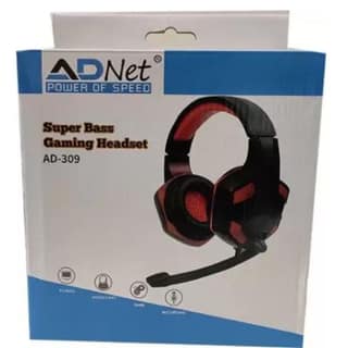 Super Bass Gaming Headset (AD-309) with Detachable Noise Cancelling Mic, 40mm Drivers, Compatible with PC, PS4, PS5, Xbox, 3.5mm Jack, Black
