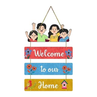 Charmor Welcome to our Home Decorative Wall Hanger for Living Room | Bedroom | Gift | Home Decoration | Wooden Design Item (WH3305)