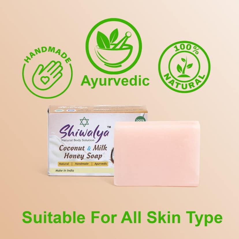 SHIWALYA Natural Coconut Honey Handmade Soap | Handmade Bathing Soap | Herbal Soap Soft & Radiant Skin | Suitable for All Skin Types Pack of 4 view 6