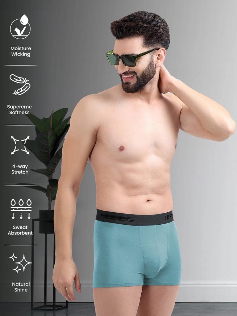 FREECULTR Men's Underwear Anti Bacterial Micromodal Airsoft Trunk - Non Itch No Chaffing Sweat Proof - Pack of 1-Martini Blue view 3