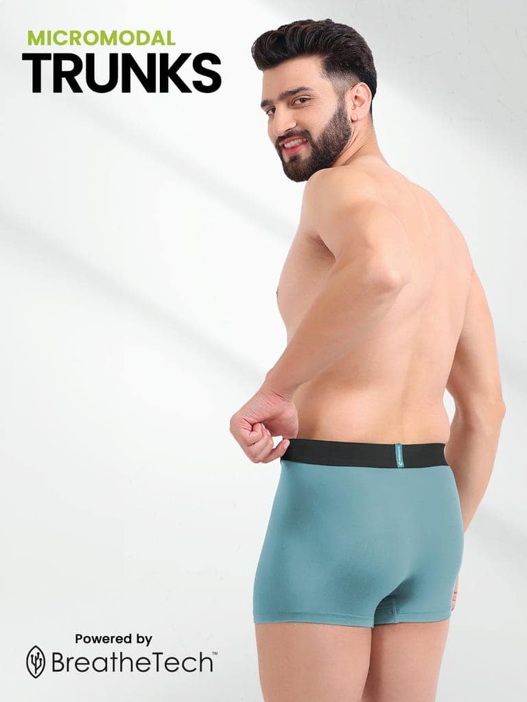 FREECULTR Men's Underwear Anti Bacterial Micromodal Airsoft Trunk - Non Itch No Chaffing Sweat Proof - Pack of 1-Martini Blue view 4