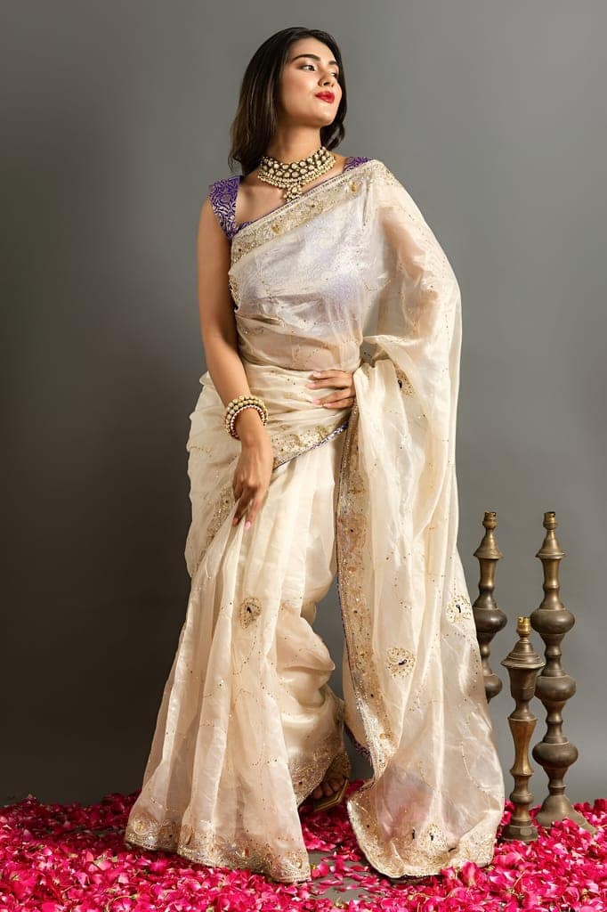 Designer Partywear sarees with stitched blouse Readymade New Ready To Wear Saree view 3