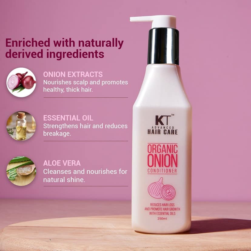 KT Professional Organic Onion Conditioner, Hair Fall Control, Repairs & Strengthens Hair - 250ml view 4