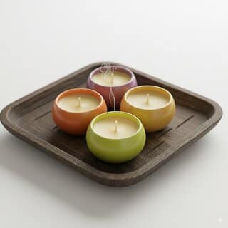 Autumn Colors Scented Candle Set, 4 Piece Ceramic Bowl, Decorative Home Fragrance Collection