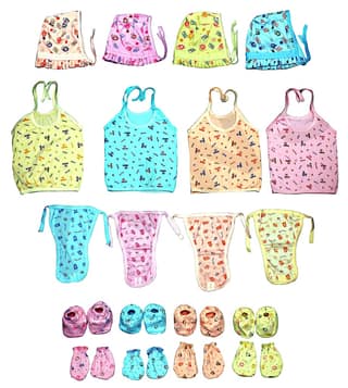 New Born Baby Care Cloth Set Combo Cap Jabla Langot Mittens Leg Booties (Pack of 4)