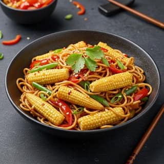 Schezwan Baby Corn Noodles
