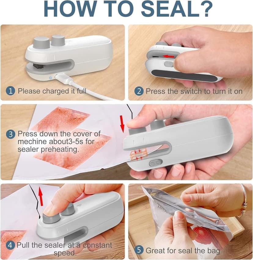 Portable Mini Heat Sealer for Food Storage with USB Charging view 5