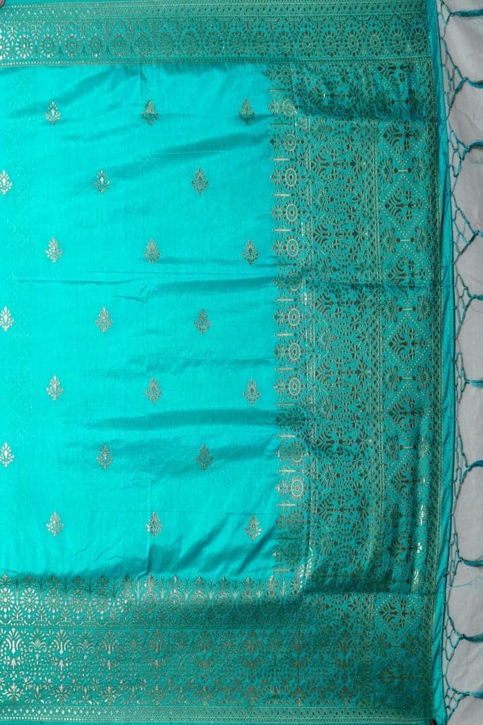 Sea Green Dola Silk Saree view 4