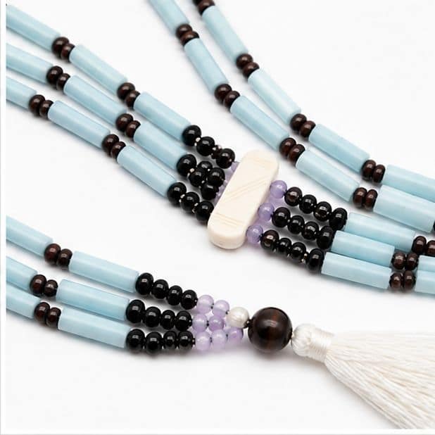 Artisanal Multi-Layered Beaded Necklace Set with Earrings and Hair Stick view 3