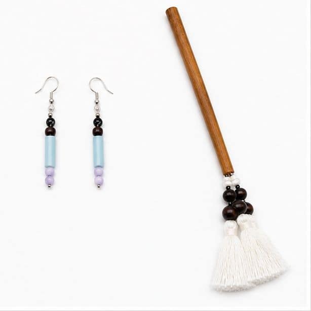 Artisanal Multi-Layered Beaded Necklace Set with Earrings and Hair Stick view 4